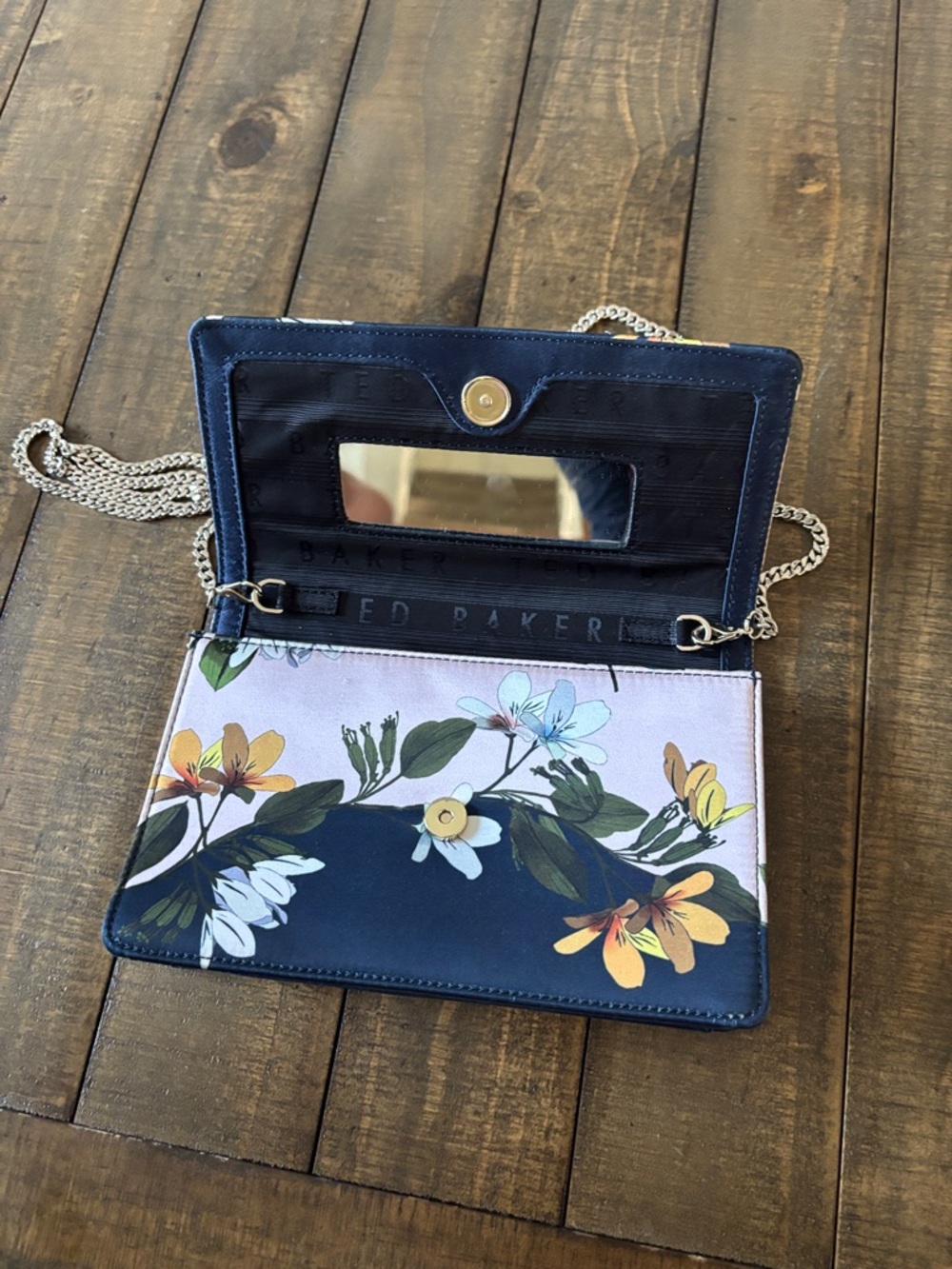 Floral Bow Crossbody Bag in Navy and Light Pink - Picture 2 of 2
